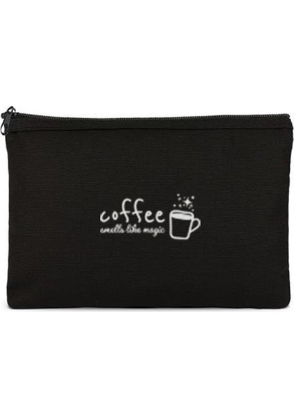 Sihirli Kahve Baskılı Clutch Makyaj Çantası