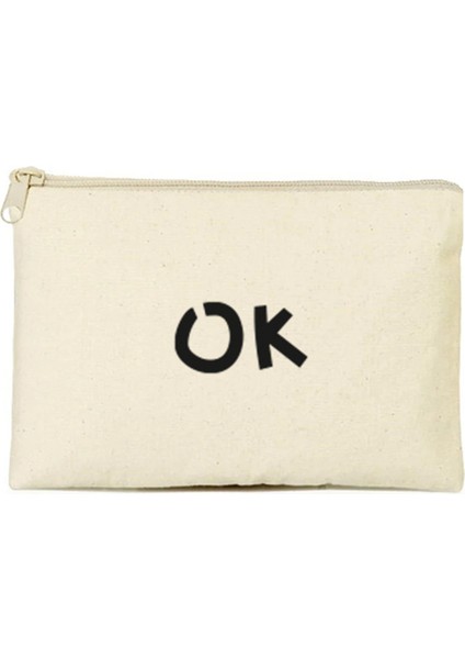 Ok Baskılı Clutch Makyaj Çantası