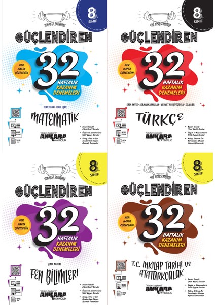 8.Sınıf LGS 32 Hafta 4'Lü Set Matematik,Fen,Türkçe,Inkılap