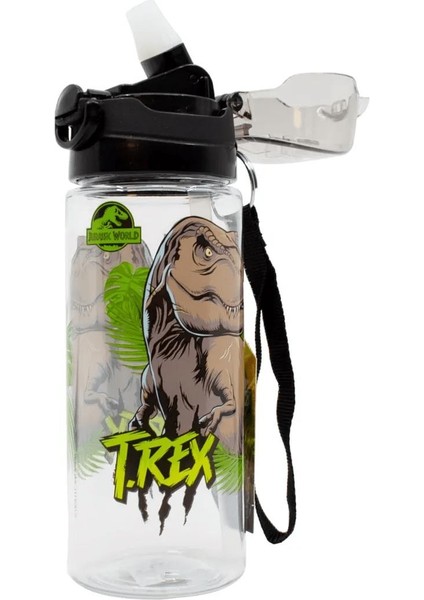 Trex Şeffaf Matara 500ML - Dinazor Suluk - Lisanslı Trex Matara - Pipetli Suluk