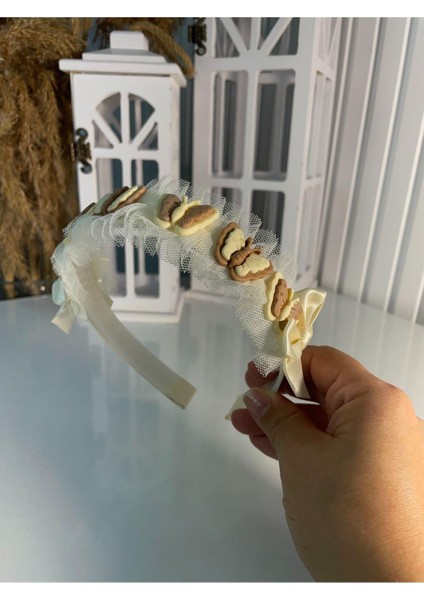 Figürlü Taraklı Taç Ekru SBT1719