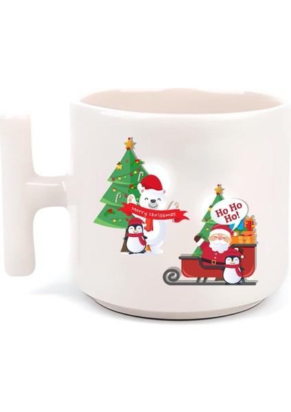 Yılbaşı Yeni Yıl Konseptli Noel Baba Merry Christmas T Kulp Motto Kahve Fincanı