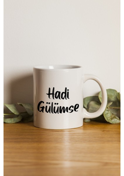 Porselen Iqra Hadi Gülümse Motto Kupa Bardak.