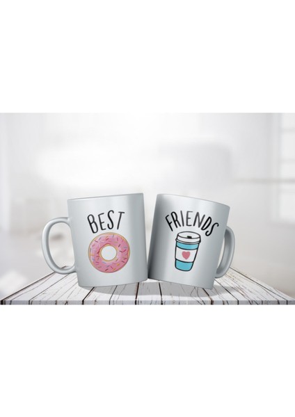 Porselen Iqra Best Friends Coffe Nudle İkili Kupa Bardaklar