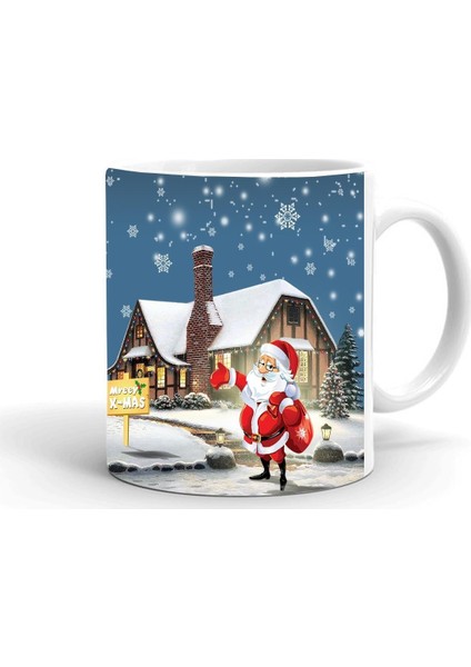 Yılbaşı Noel Baba Baskılı Seramik Beyaz Kupa
