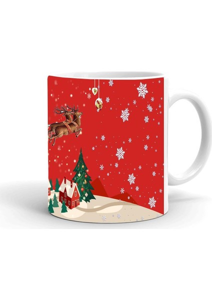 Yılbaşı Noel Baba Temalı Baskılı Seramik Beyaz Kupa