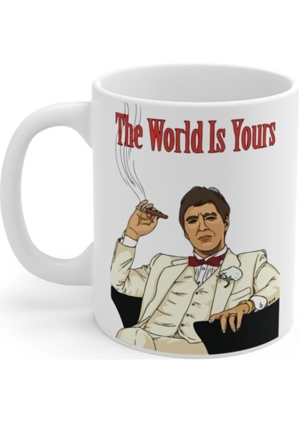 Beyaz Scarface World Is Yours Baskılı Kupa Bardak