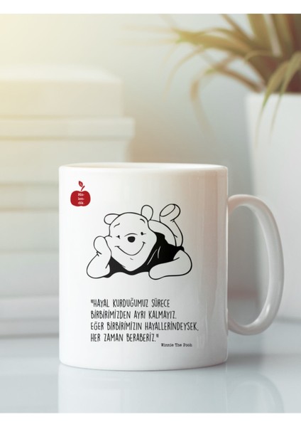 Beyaz Porselen Kupa Bardak Winnie The Pooh Aşk Dostluk Arkadaşlık Kardeşlik Sevgi