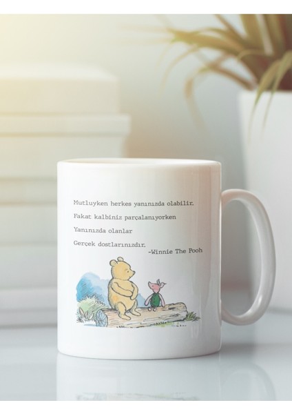 Beyaz Kupa Bardak Winnie Arkadaşlık Dostluk Kardeşlik