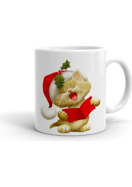 Noel Baba Kedi Baskılı Kupa