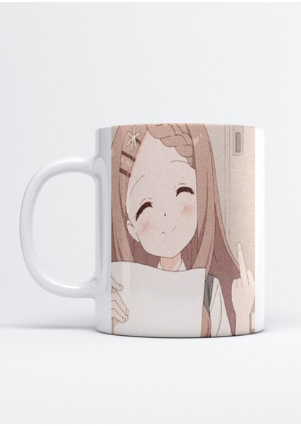 Anime Orta Parmak Aesthetic Baskılı Porselen Kupa Bardak