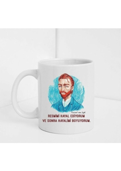 Vıncent Van Gogh'lu Beyaz Baskılı Kupa