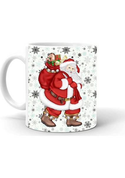 Yılbası Noel Temalı Baskılı Seramik Beyaz Kupa