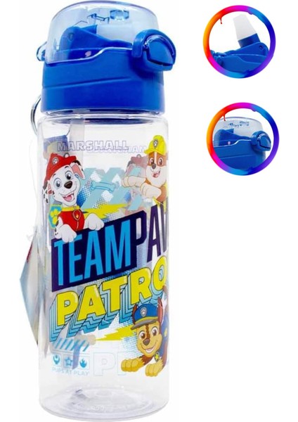 Paw Petrol Şeffaf Matara 500ML - Paw Petrol Suluk - Lisanslı Paw Petrol Matara - Pipetli Suluk