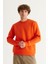 Erkek Turuncu Standart Fit Normal Kesim Içi Polarlı 3 Iplik Bisiklet Yaka Pamuklu Sweatshirt 3