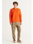 Erkek Turuncu Standart Fit Normal Kesim Içi Polarlı 3 Iplik Bisiklet Yaka Pamuklu Sweatshirt 4
