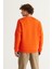 Erkek Turuncu Standart Fit Normal Kesim Içi Polarlı 3 Iplik Bisiklet Yaka Pamuklu Sweatshirt 5