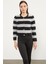 Çizgili Kısa Triko Hırka - Siyah 2