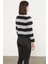 Çizgili Kısa Triko Hırka - Siyah 5