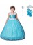 Prenses Elsa Askılı Kostüm Taç Asa Eldiven Hediyeli 1-12 Yaş 1