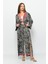 Desenli Pareo Pantolon & Crop Kimono Lacivert Krem 1