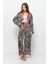 Desenli Pareo Pantolon & Crop Kimono Lacivert Krem 4