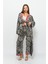Desenli Pareo Pantolon & Crop Kimono Siyah Krem 5