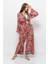 Desenli Pareo Pantolon & Crop Kimono Kırmızı Krem 1