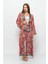 Desenli Pareo Pantolon & Crop Kimono Kırmızı Krem 2