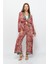 Desenli Pareo Pantolon & Crop Kimono Kırmızı Krem 3