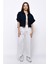 Aerobin Crop Gömlek Beli Lastikli Pantolon 2li Takım Beyaz 3