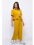 Aerobin Crop Gömlek Beli Lastikli Pantolon 2li Takım Sarı 1