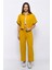 Aerobin Crop Gömlek Beli Lastikli Pantolon 2li Takım Sarı 2