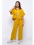 Aerobin Crop Gömlek Beli Lastikli Pantolon 2li Takım Sarı 4