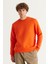 Erkek Turuncu Standart Fit Normal Kesim Içi Polarlı 3 Iplik Bisiklet Yaka Pamuklu Sweatshirt 1
