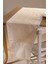 Ortası Küçük Dantelli Püsküllü Krem 45x150 cm Keten Runner Masa Örtüsü 1