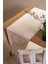 Ortası Küçük Dantelli Püsküllü Krem 45x150 cm Keten Runner Masa Örtüsü 2