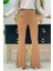 Bel Fermuarlı İspanyol Paça Pantolon 0231 Taba 1