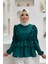 FırfırBel Lastikli Kat Görünümlü Bluz 5207 Zümrüt 1