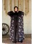 Desenli Abaya Düz CepKuşaklı Sıfır Kol Tulum Takım 8312 Siyah 2