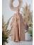 Desenli Abaya Düz CepKuşaklı Sıfır Kol Tulum Takım 8312 Taba 1