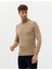 Erkek Camel Melanj Slim Fit Yarım Balıkçı Yaka Basic Triko Kazak 50276161-VR122 3