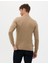 Erkek Camel Melanj Slim Fit Yarım Balıkçı Yaka Basic Triko Kazak 50276161-VR122 5