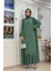 Bym Taş Detaylı Abaya Sıfır Kol Elbise Takım 3657 Mint 2