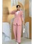Bym Düğme Detay Blazer Ceket Bol Pantolon Takım 8302 Pudra 1