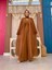 Bym Dantel Abaya Bel Kuşaklı Cep Detaylı Tulum Takım 3782 Taba 1