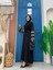 Bym Kol Işlemeli Bel Kuşaklı Abaya 7814 Siyah 3