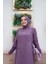 Bym Taş Baskı Desenli Tunik Pantolon Takım 8447 Lila 4