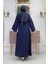 Bym Fashion Bym 7833 Inci Detay Kuşaklı Abaya Lacivert 3