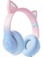 LED Flaş Işık Kulaklık Sevimli Kediler Kulaklar Kablosuz Kulaklık Mic ile Çocuk Kız Stereo Müzik Kulaklık Tws Bluetooth 5.0 A (Yurt Dışından) 2